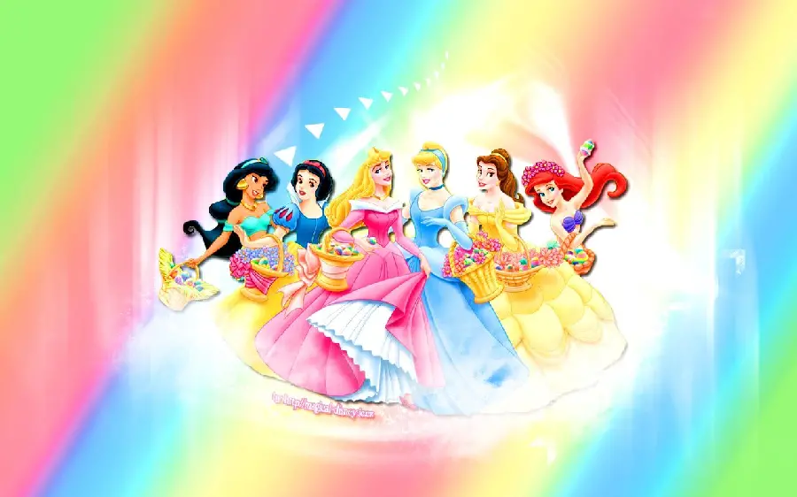 A very attractive view of Disney princesses with a colorful theme