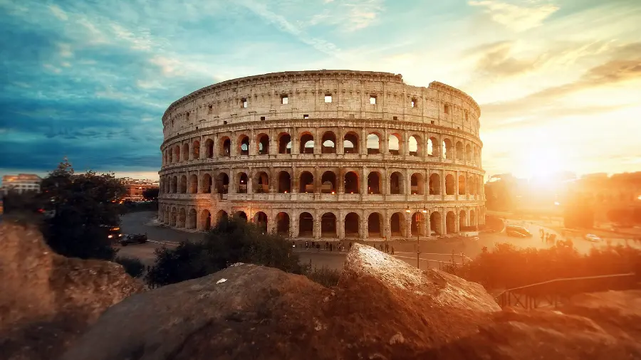 Download Stock Image of a Large Stage for Performing Various Ceremonies of the Colosseum in the Sunlight