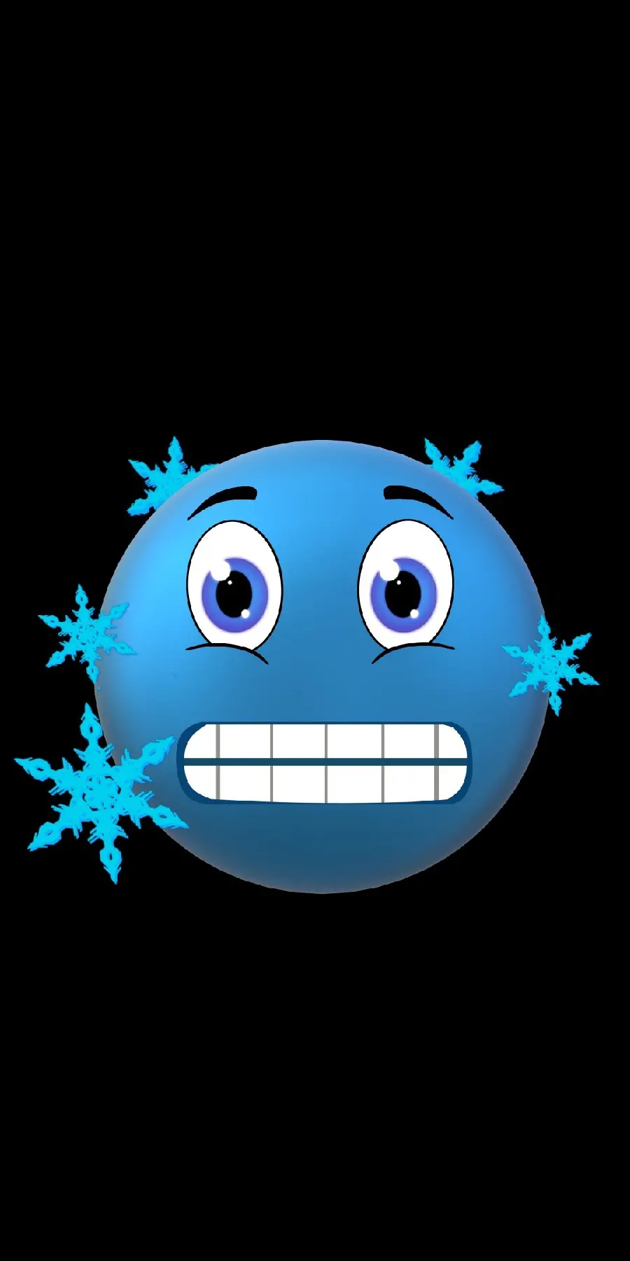 Beautiful background of blue and embarrassed emoji