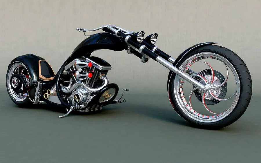 A modern background of a new and heavy custom motorcycle with HD quality