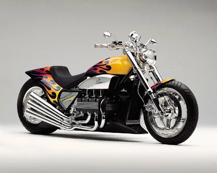 Sport stock photo of a new and heavy custom motorcycle with a beautiful design in hd quality