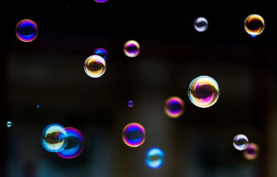 Wallpaper with beautiful bubbles design with black background 8K