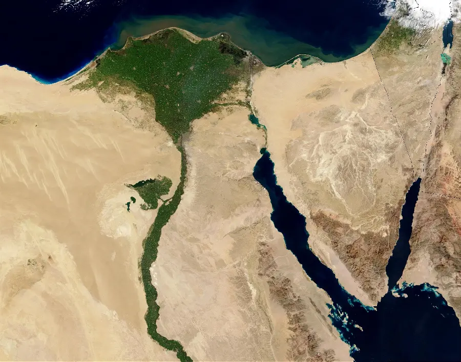 Full HD satellite image of the famous Nile River in Africa