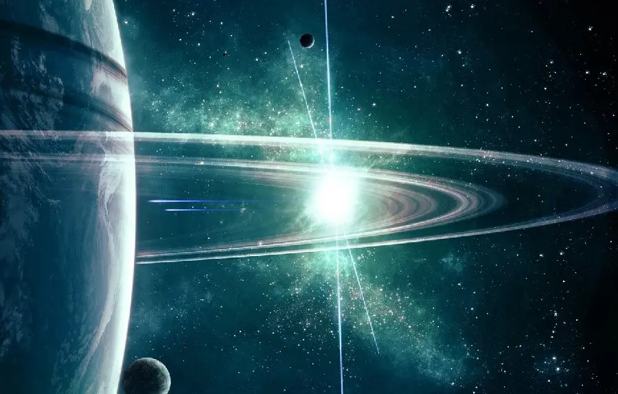 Gorgeous computer background with 8K Saturn design