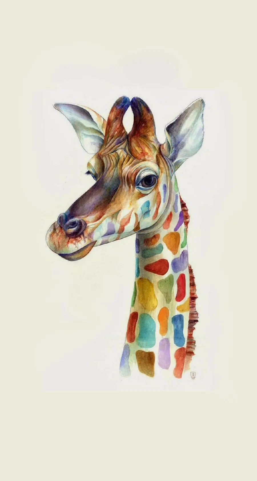 Download a dreamy photo of a colorful giraffe for a special quality mobile background