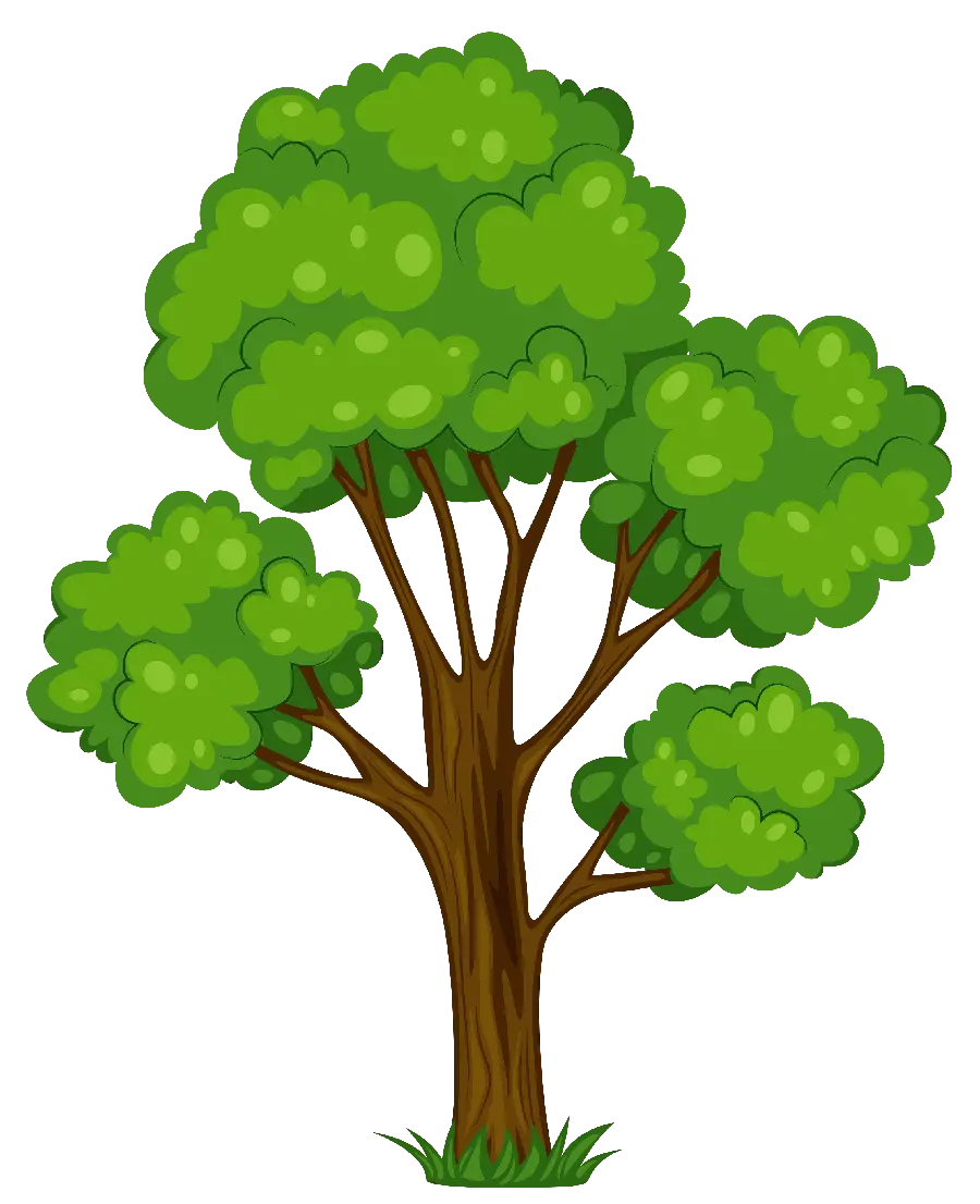 Green and lively cartoon tree photo for Photoshop