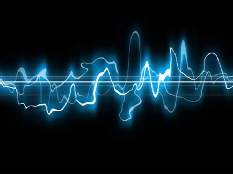 Cool background of a blue sound wave with a form Attractive