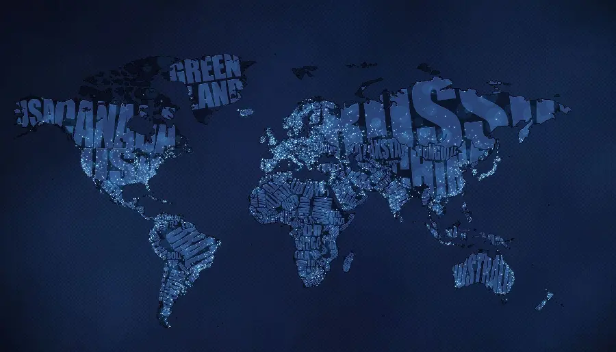 The most viewed photo of the world map in a dark theme with bright and attractive lights 