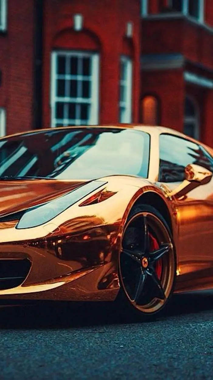 Amazing image of a golden Ferrari car with special quality