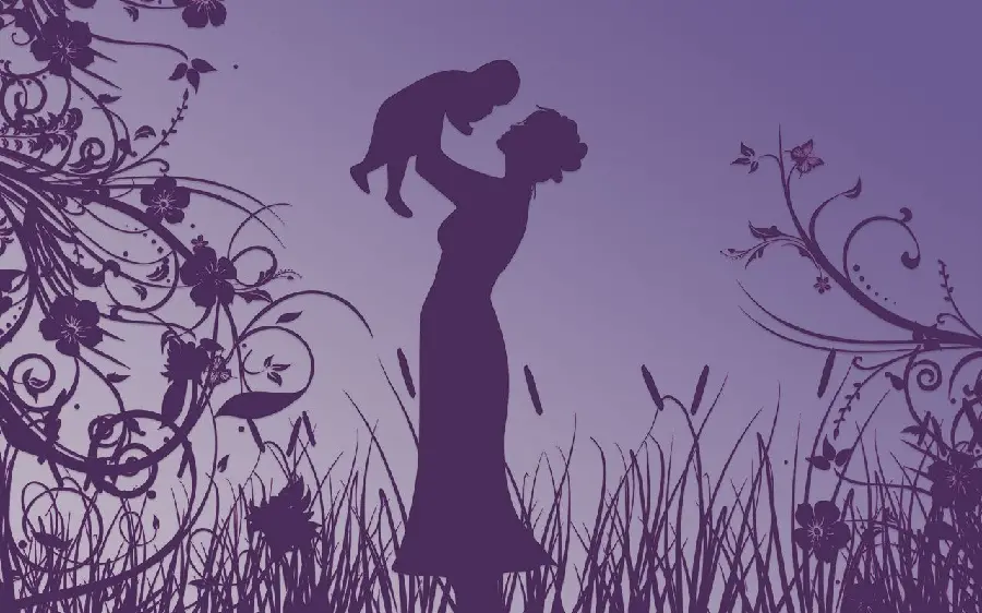 Purple Mother and Child Graphic Background for Windows 12