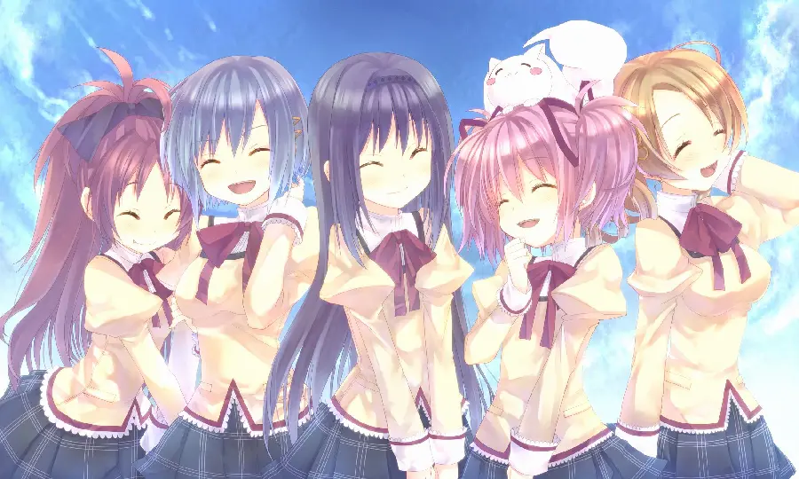 New anime girl photo of five beautiful and cheerful friends for WhatsApp profiles 