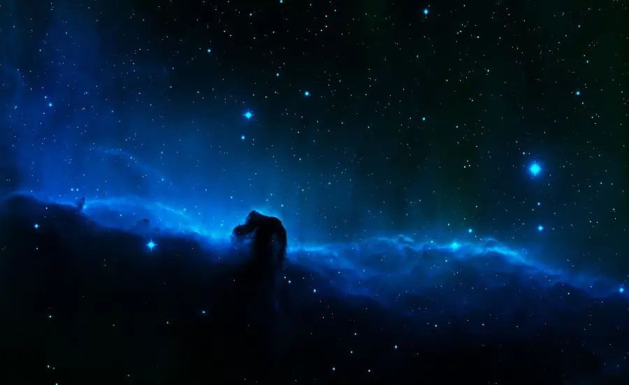 Download a high-quality background of the Horsehead Nebula with a carbon blue color near the constellation Orion