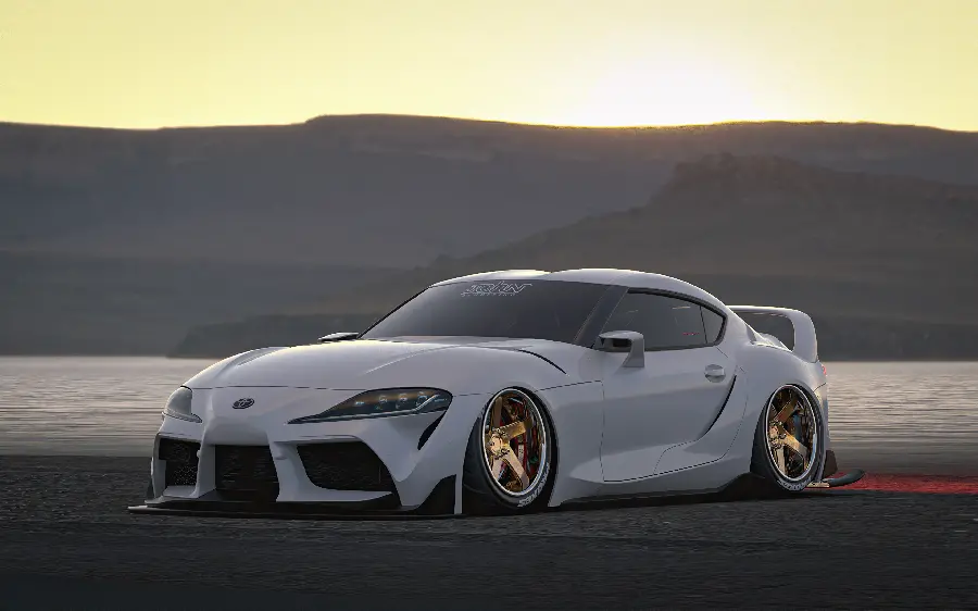Photo of a relatively expensive sports car Toyota Supra in white
