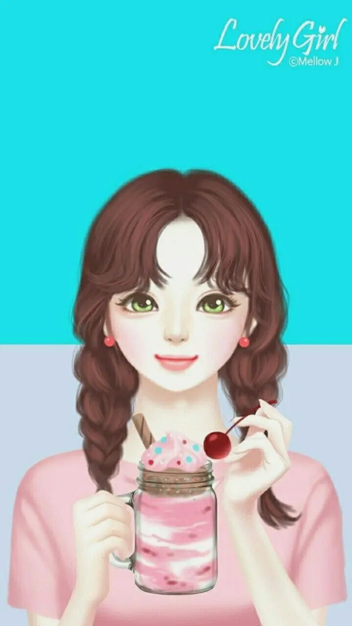 A cute and girly photo of a girl with chocolate hair eating an ice pack