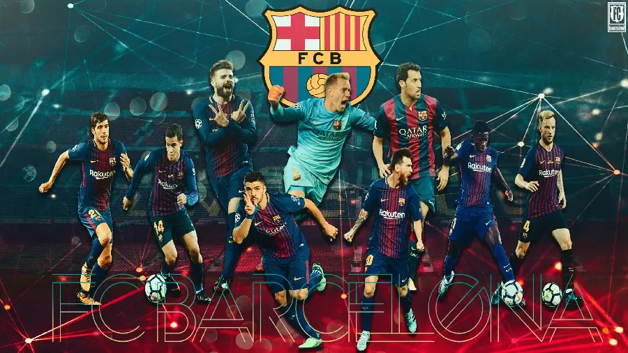 Famous Barcelona players in different emotional states