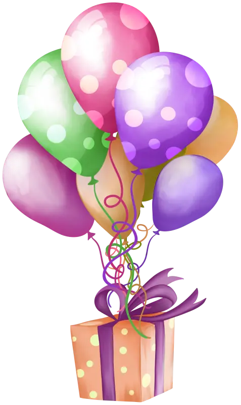 The most beautiful PNG image of balloons and gifts for making a birthday clip