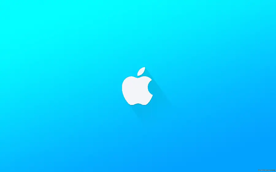 A trendy stock photo of a bitten white apple with a light blue two-tone background suitable for Apple tablets