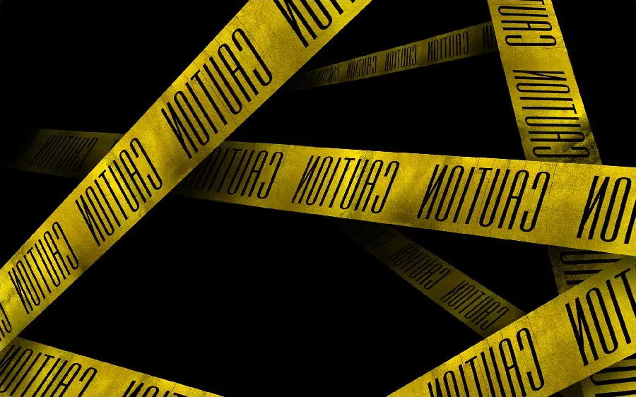 Interesting graphic image of a yellow warning tape for a profile