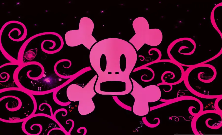Girly Digital Wallpaper of Pink Skull in HD Quality