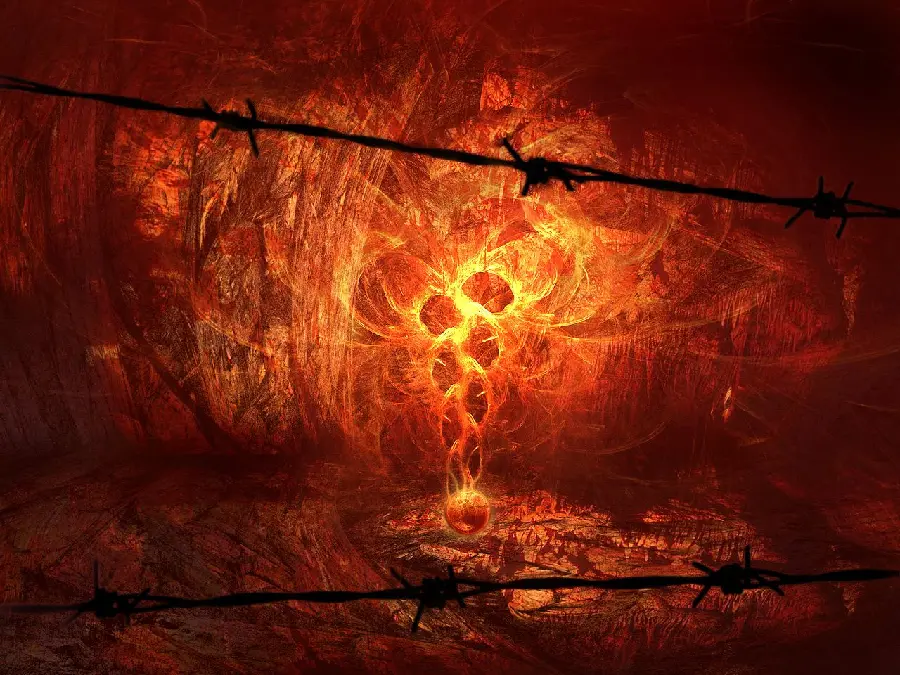 Magical image of a strange fire bead with a red color theme 