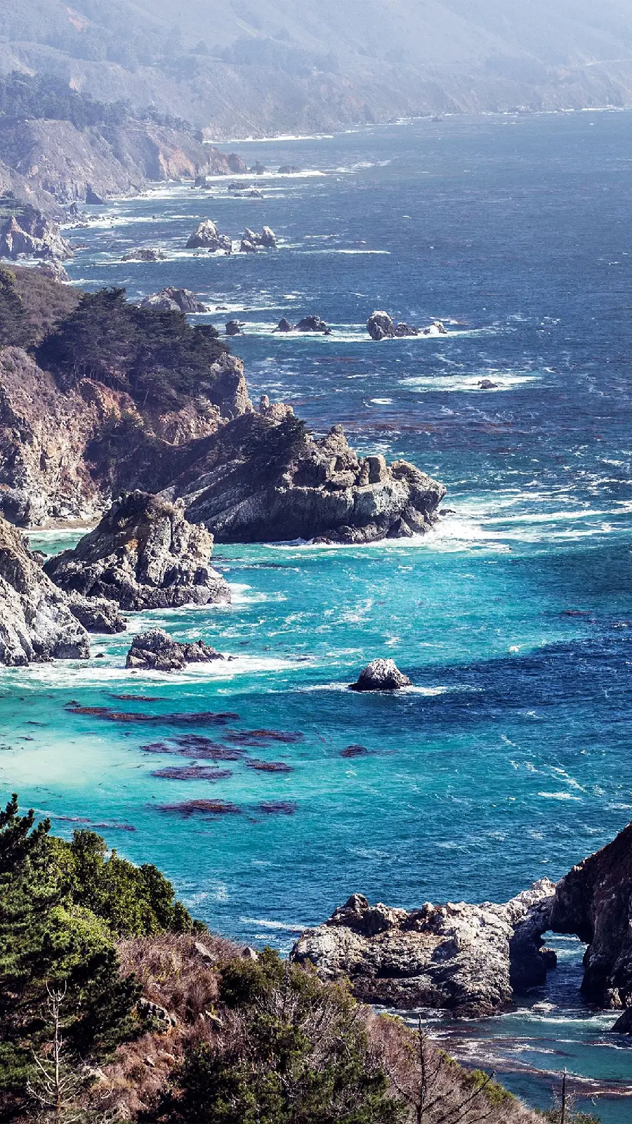 Vector of the huge ocean and its small and big mountains fragmented with HD quality