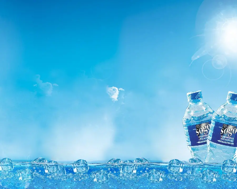 Interesting vector of two bottles of mineral drinking water under the sun