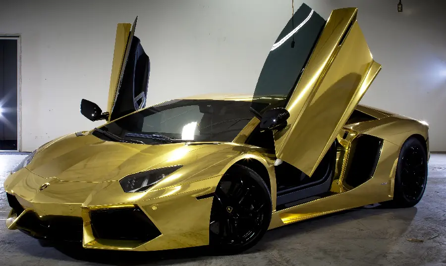 Awesome and Super Cool Poster of a High Quality Golden Lamborghini