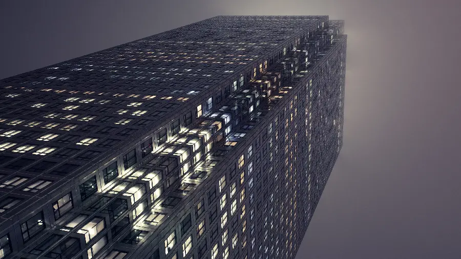 Free download of a very high-quality photo of a tall building at night