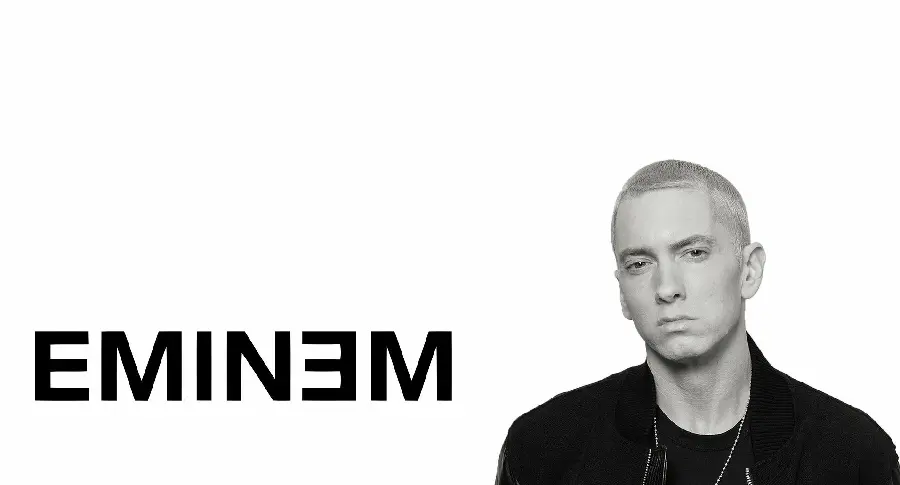 Black and white photo of Eminem with a white background for mobile phone wallpapers