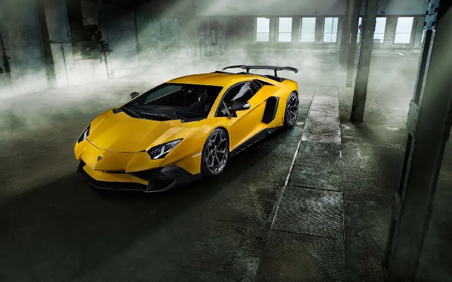 Latest stock photo of yellow Lamborghini with spectacular and suitable viewing angle 