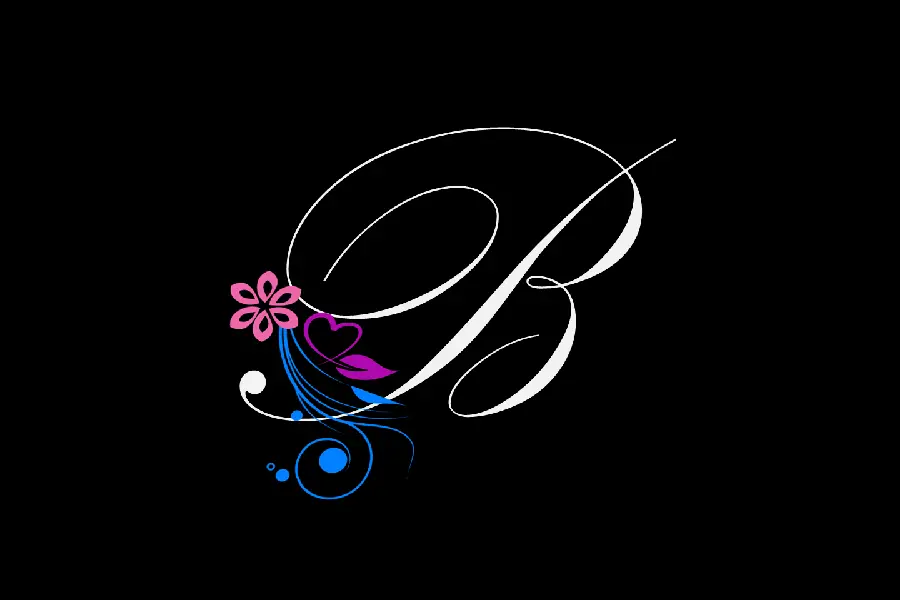 Delicate and charming typography of the Latin B for a profile
