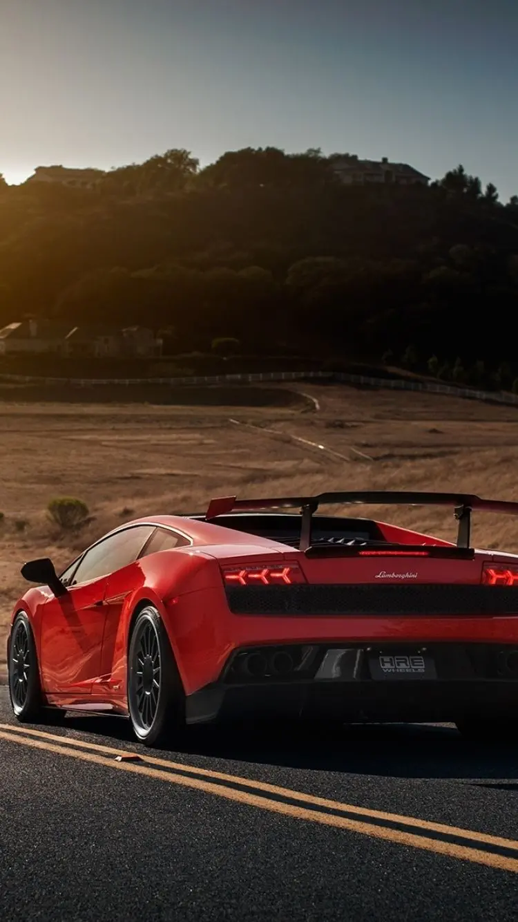 Awesome and amazing view of the red Lamborghini Gallardo from the back 2022