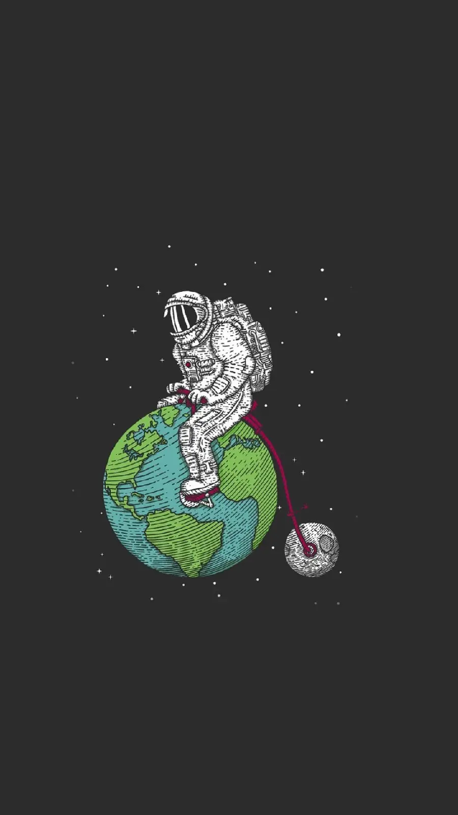 Download digital photo of an astronaut riding a bicycle on the planet with a fantasy theme in full HD quality
