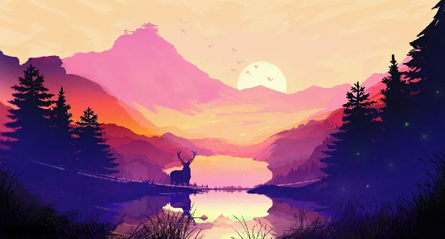 Famous game wallpaper of sunset nature with various colors in 8k quality