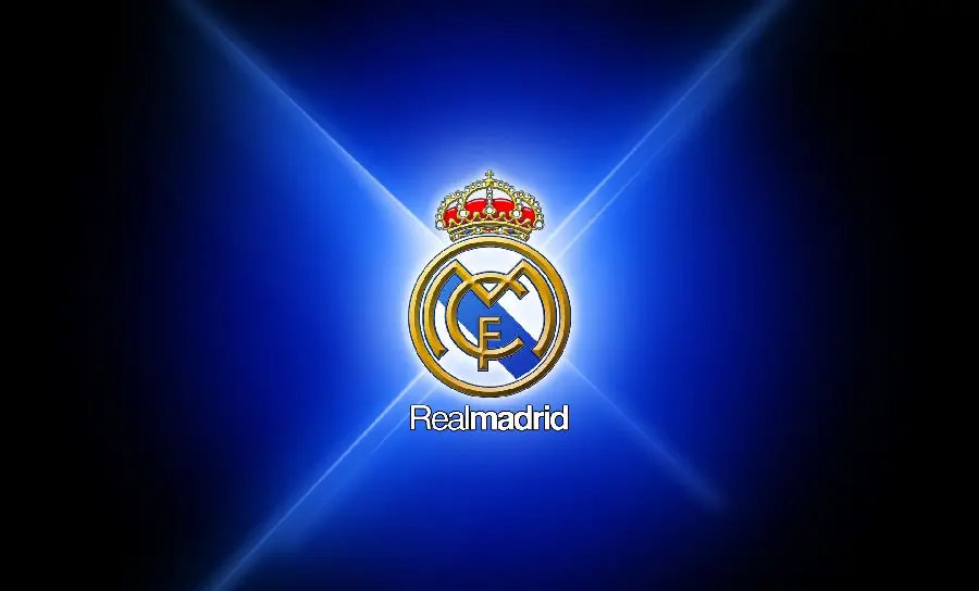 Soothing background of the Real Madrid team logo in a beautiful blue light