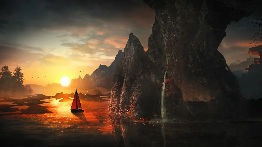 Amazing photo of a sailboat along the sunset