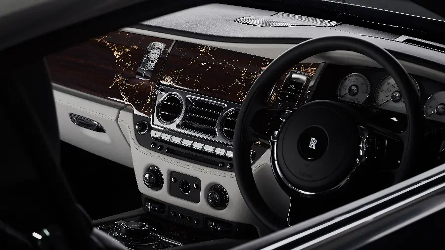 Perfect background of Rolls Royce interior in gray and black