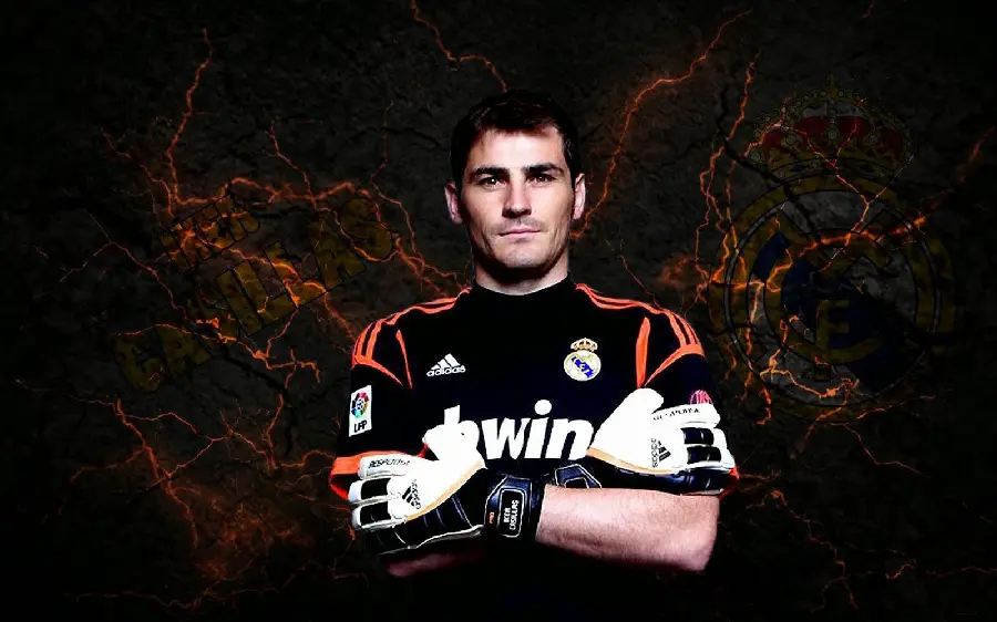 Goalkeeper Casillas at the peak of attractiveness, suitable for wallpaper