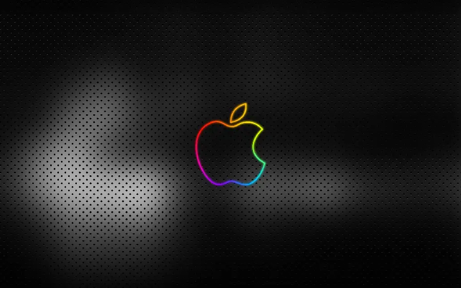Apple Rainbow Bitten Apple Photo on Black Dotted Background Social Media