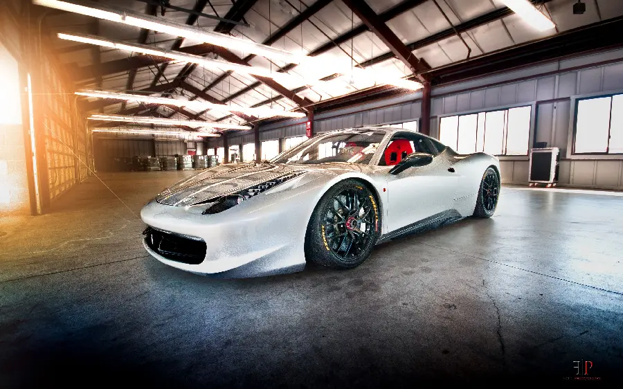 Beautiful background of a famous white Ferrari in a special parking lot in HD quality