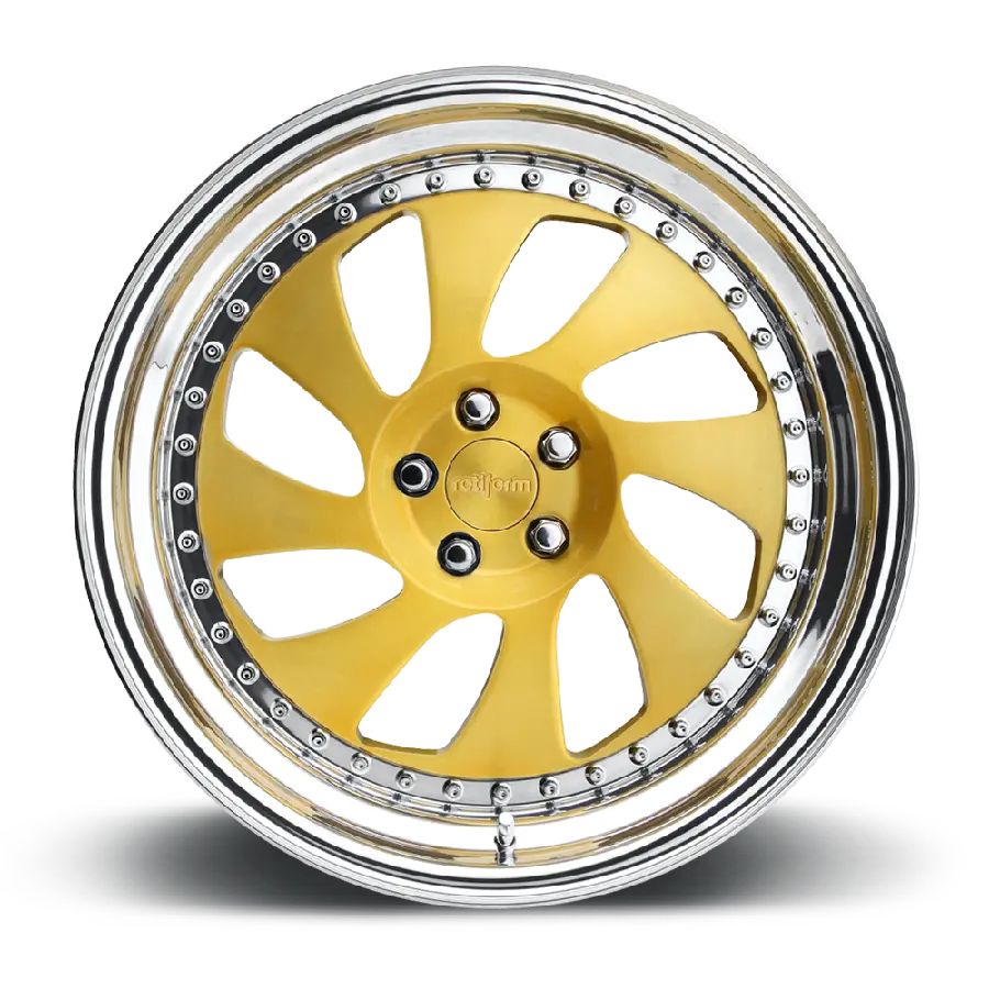 Image of Retiform sports rims in shiny gold with a white background