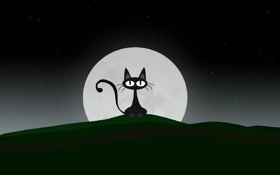 Highly downloaded digital photo with a cat design on a moonlit night