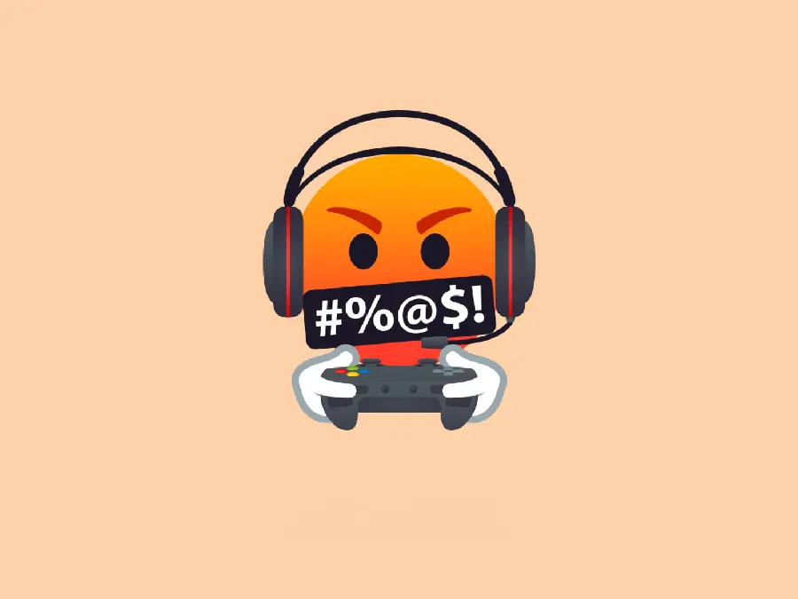 Download an interesting graphic image of an angry emoji playing a game