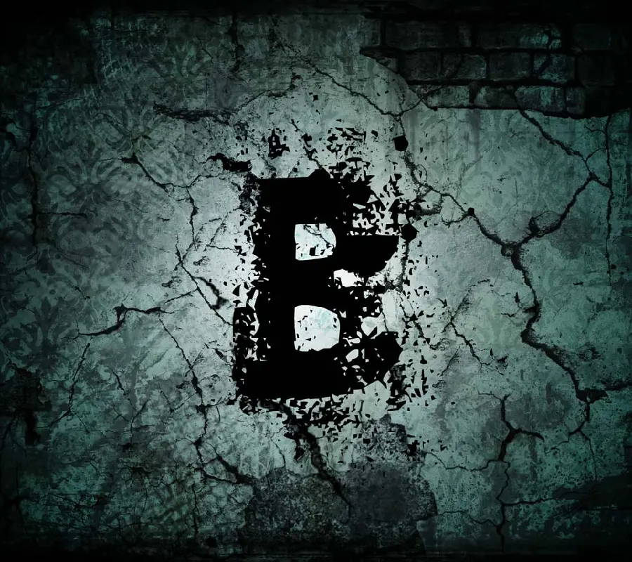 Special view of the letter B with a ruined wall theme in excellent quality 