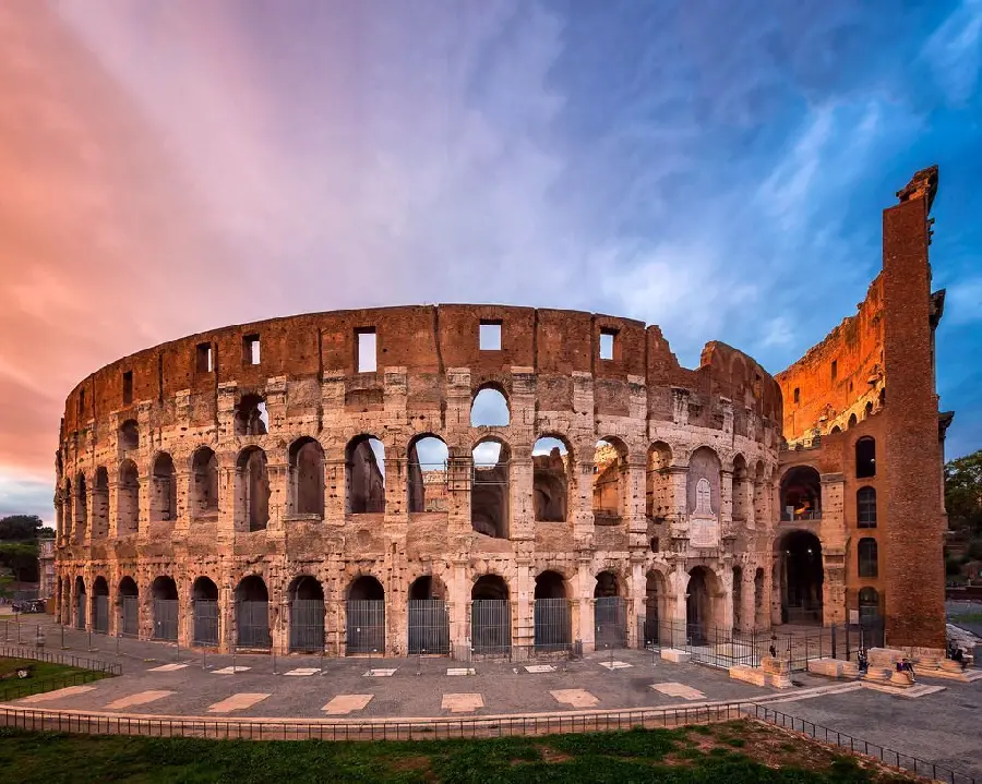 Daytime background image of the ruins of the Colosseum in Italy