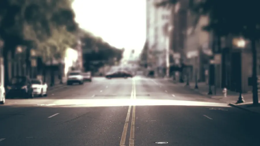 Dark and black anime photo of a monotonous urban road