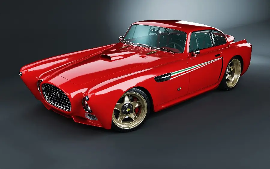 Shining wallpaper with a special design of an old and classic red Ferrari suitable for a high quality computer background