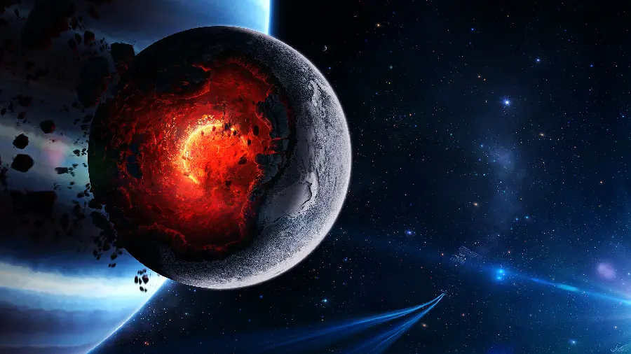 3D graphic wallpaper of the inner layer of the Earth for the profile 