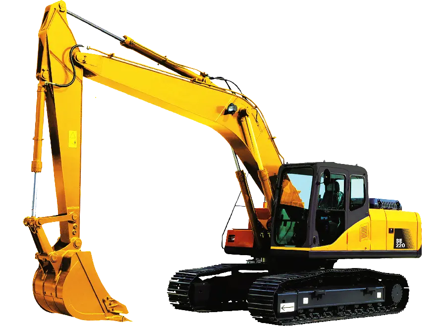 Yellow excavator photo in PNG format for free editing