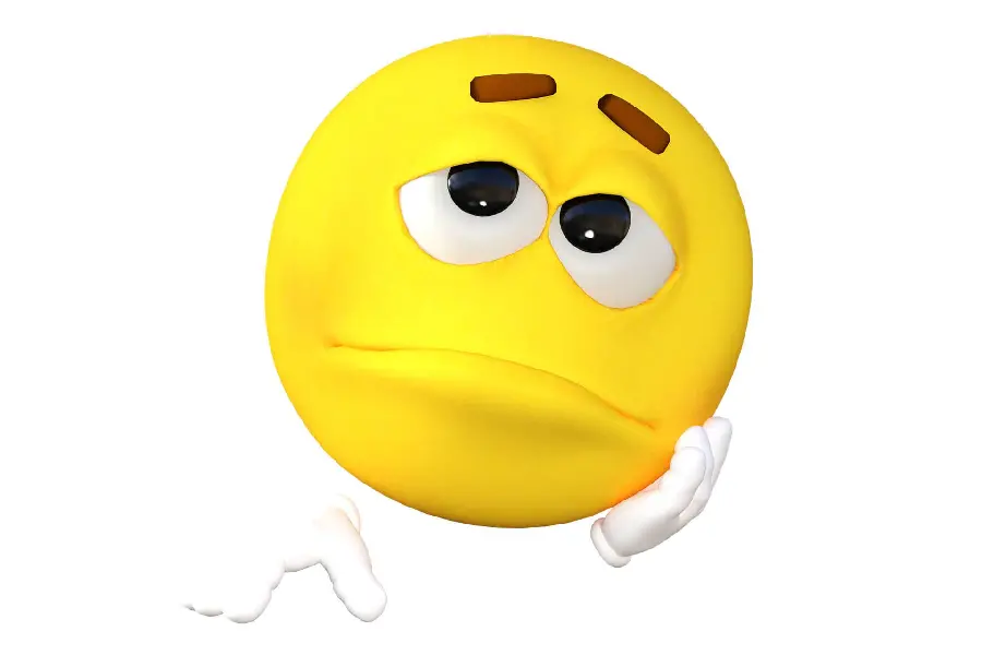 High quality sad profile emoticon with yellow color
